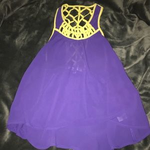 Strappy Chiffon Purple & Yellow Sleevless Top